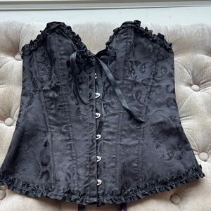 Black Brocade Corset Top